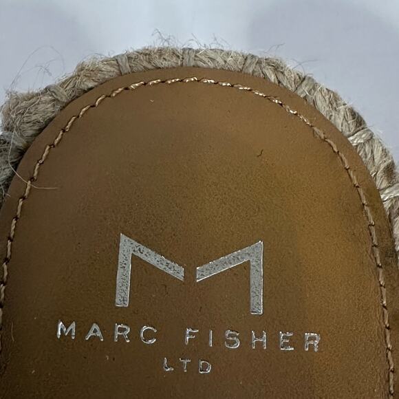 Mark Fisher Silver Open Espadrille Style 3” Raffia Wedge Size 8.5 M - Picture 3 of 11